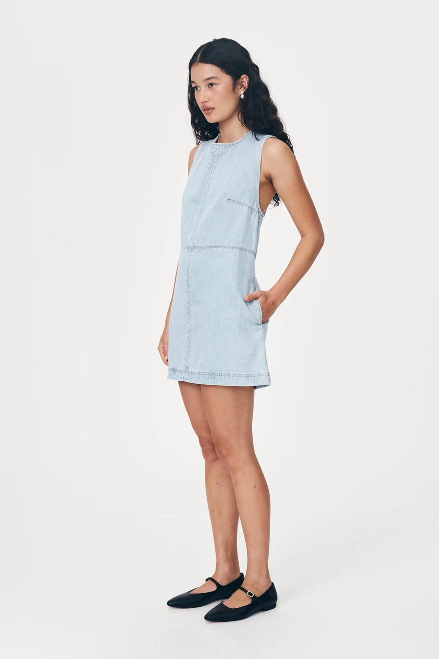 Jean Denim Mini Dress Azul