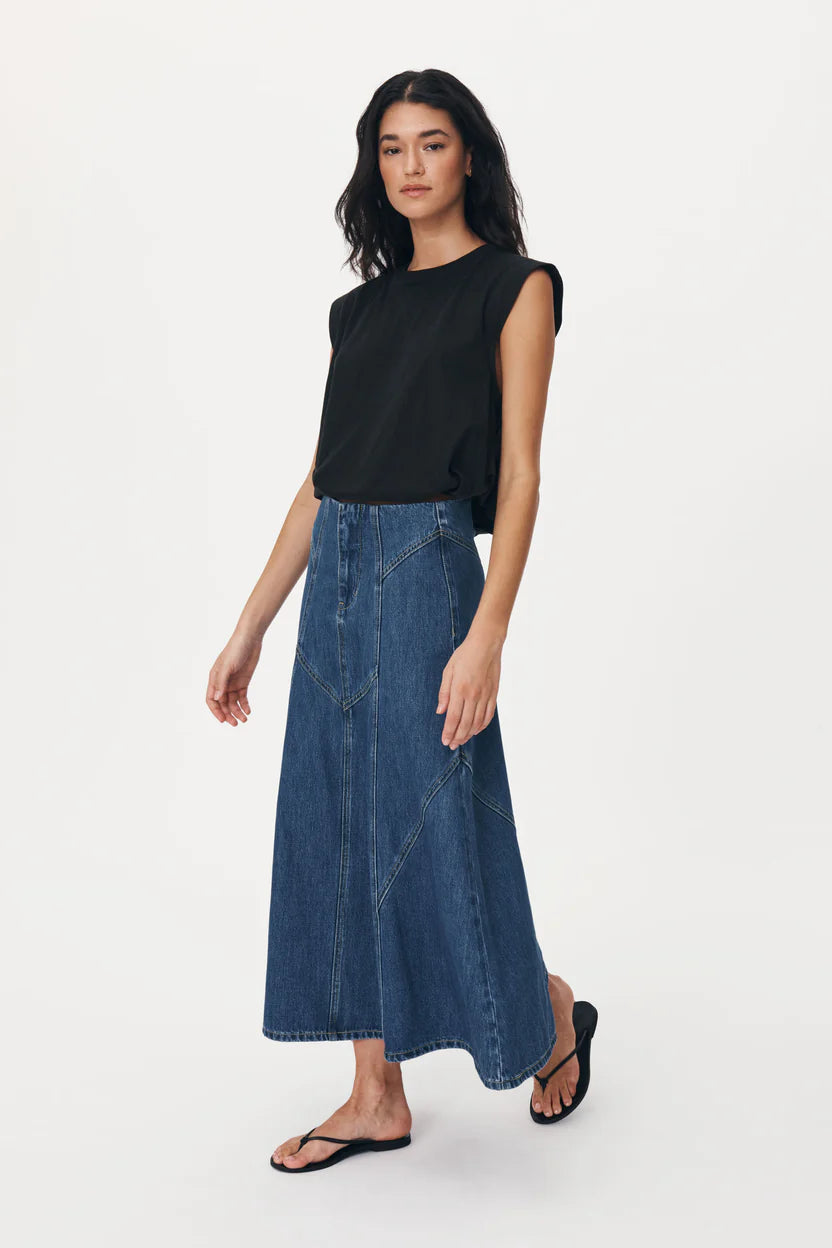 Jeanette Denim Midi Skirt Classic Denim