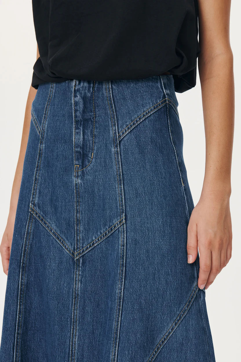 Jeanette Denim Midi Skirt Classic Denim