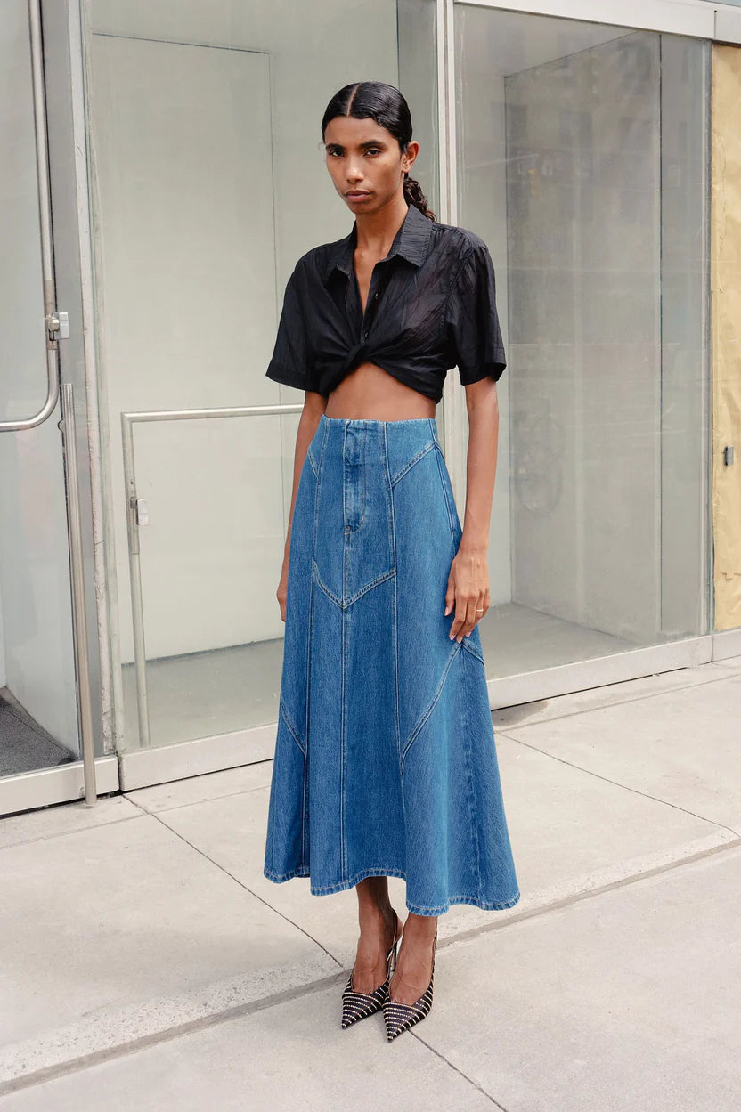 Jeanette Denim Midi Skirt Classic Denim