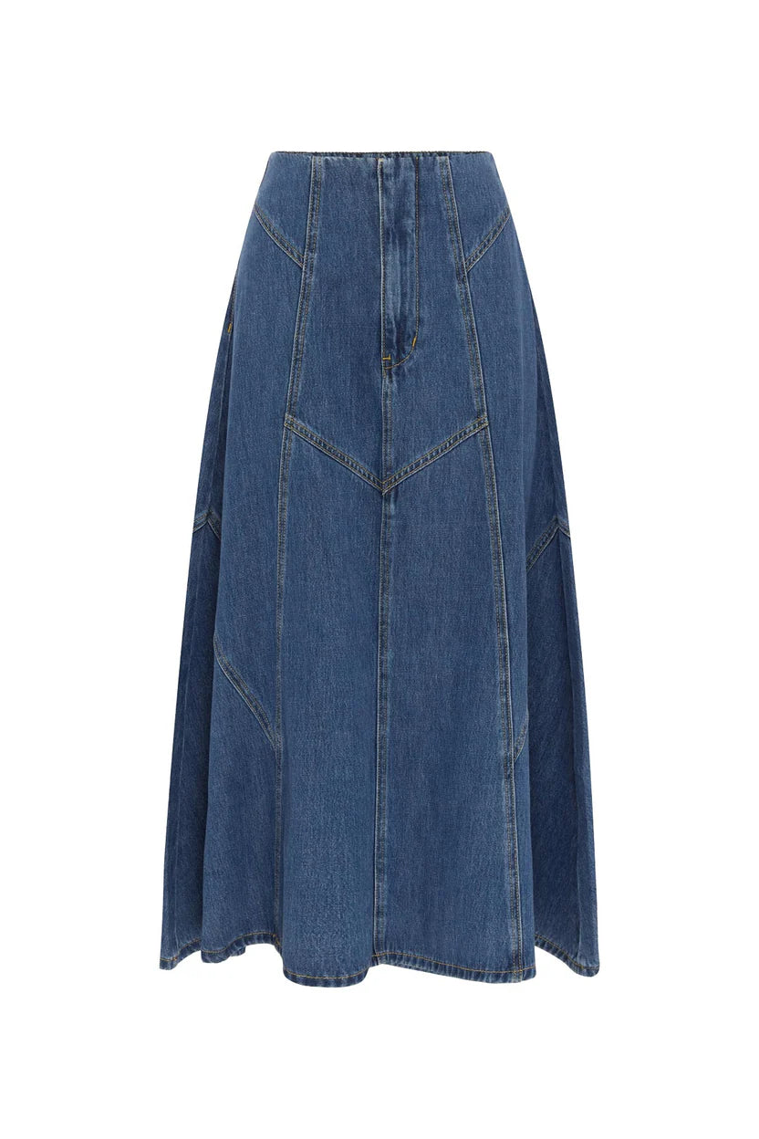 Jeanette Denim Midi Skirt Classic Denim