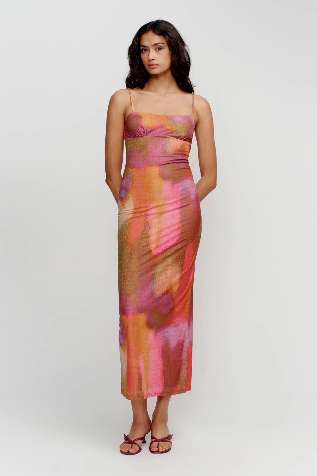 Miro Midi Dress Rainbow Blur