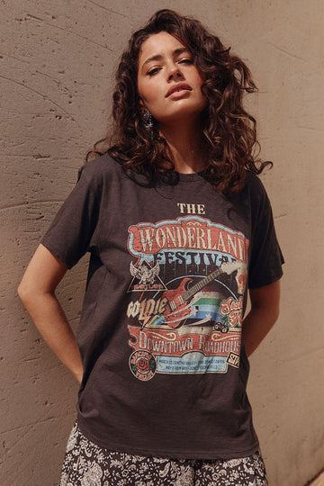 Wonderland Biker Tee Charcoal