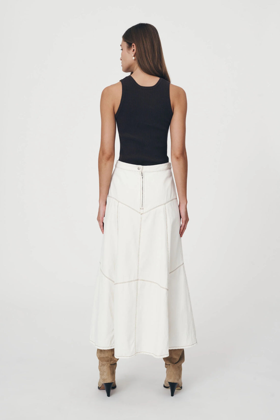 Paloma Denim Midi Skirt Creme