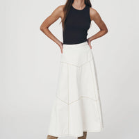 Paloma Denim Midi Skirt Creme