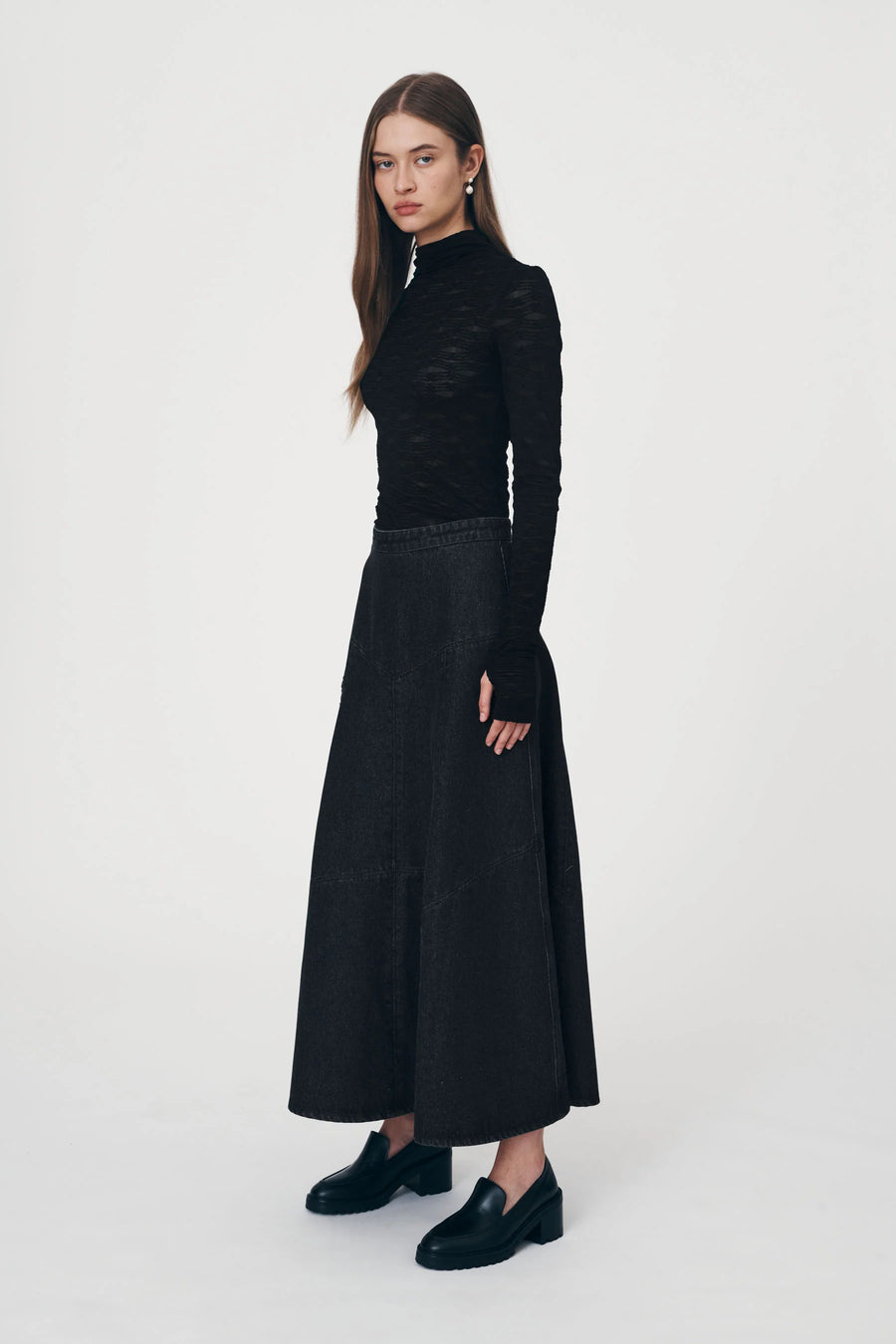 Paloma Denim Midi Skirt Washed Black