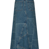 Road Trip Denim Maxi Skirt Bandana