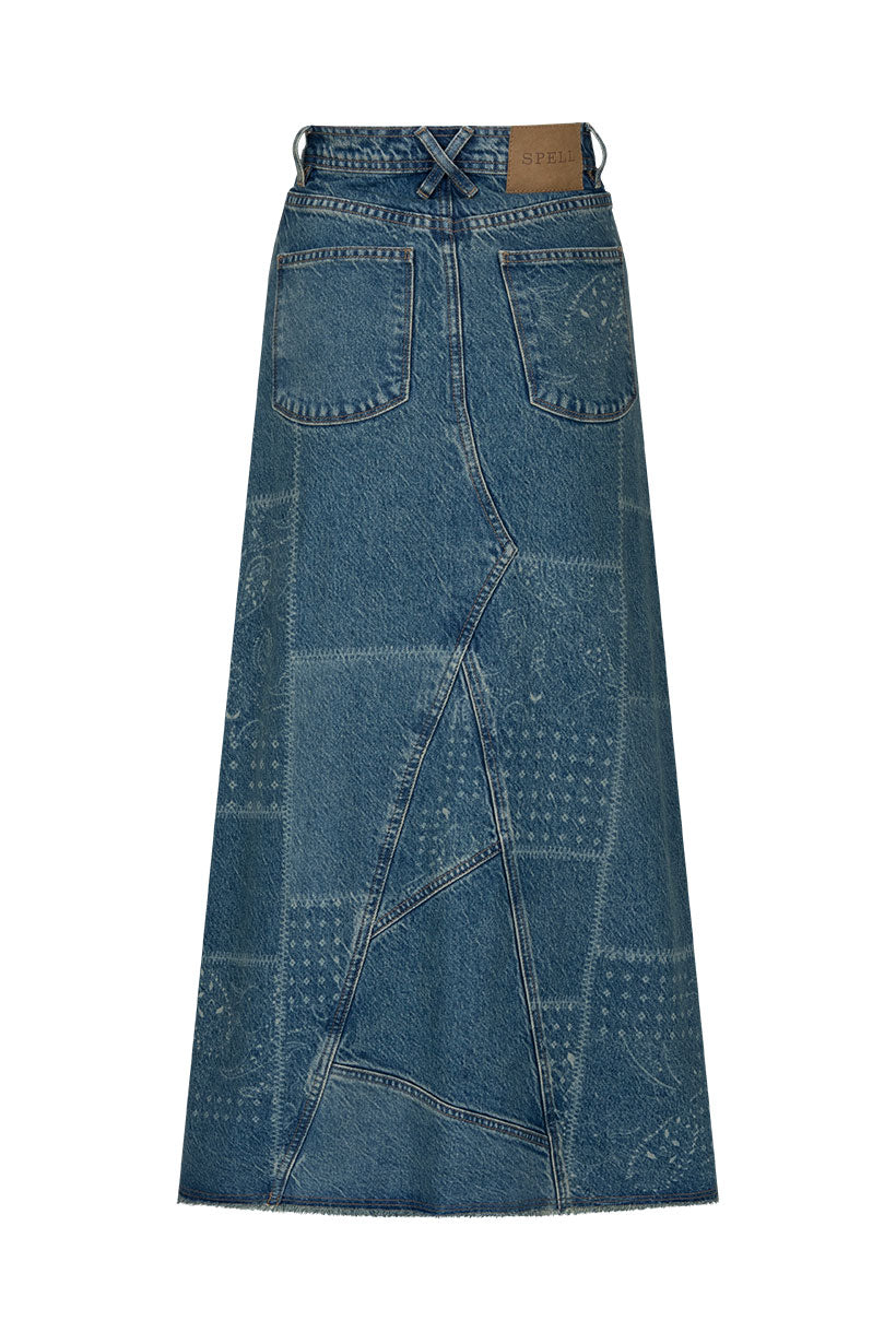 Road Trip Denim Maxi Skirt Bandana