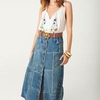 Road Trip Denim Maxi Skirt Bandana