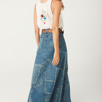 Road Trip Denim Maxi Skirt Bandana