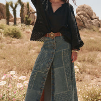 Road Trip Denim Maxi Skirt Bandana