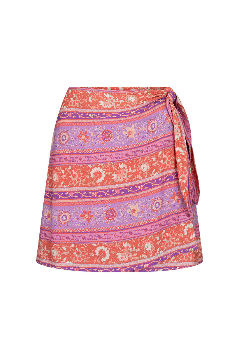 Sunshine Bandit Wrap Mini Skirt Cayenne