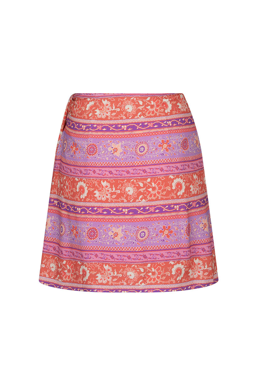 Sunshine Bandit Wrap Mini Skirt Cayenne