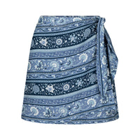 Sunshine Bandit Wrap Mini Skirt Chambray