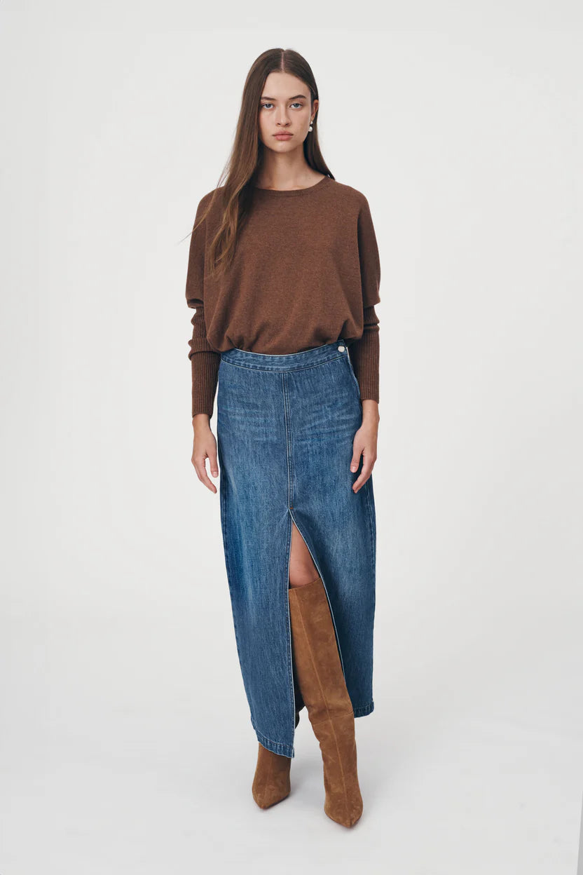 Valerie Hemp Midi Skirt Blue Denim