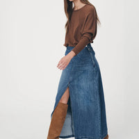 Valerie Hemp Midi Skirt Blue Denim