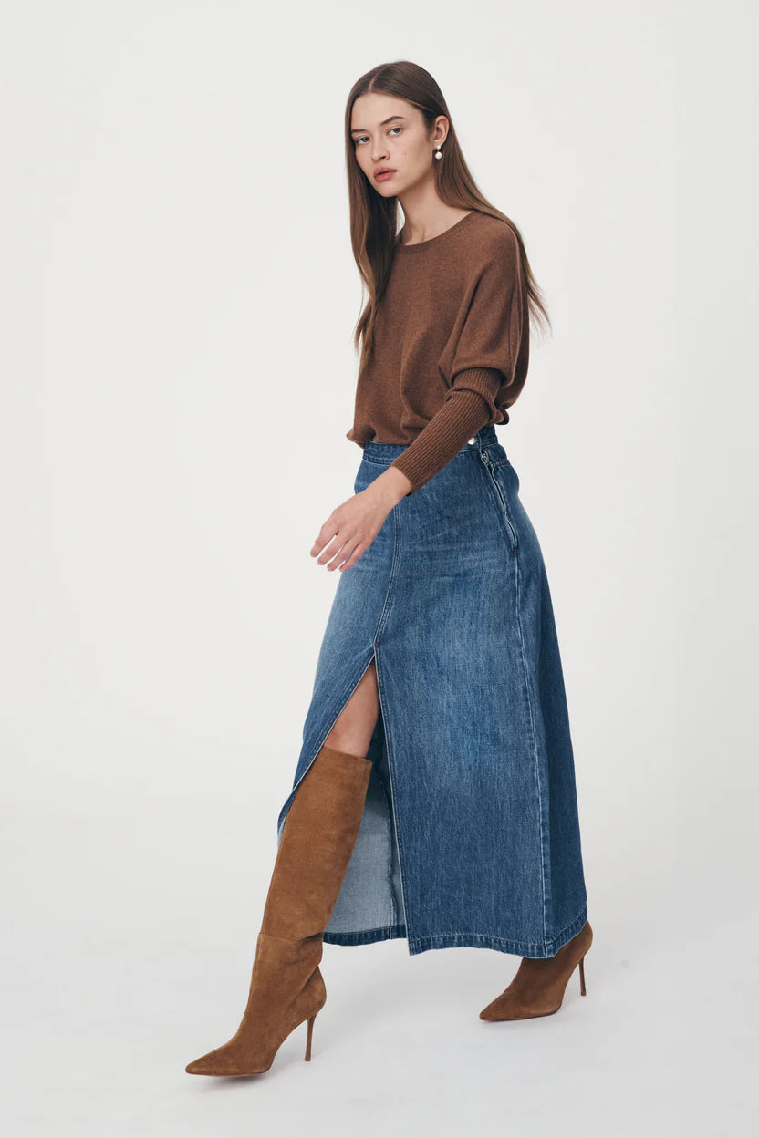 Valerie Hemp Midi Skirt Blue Denim