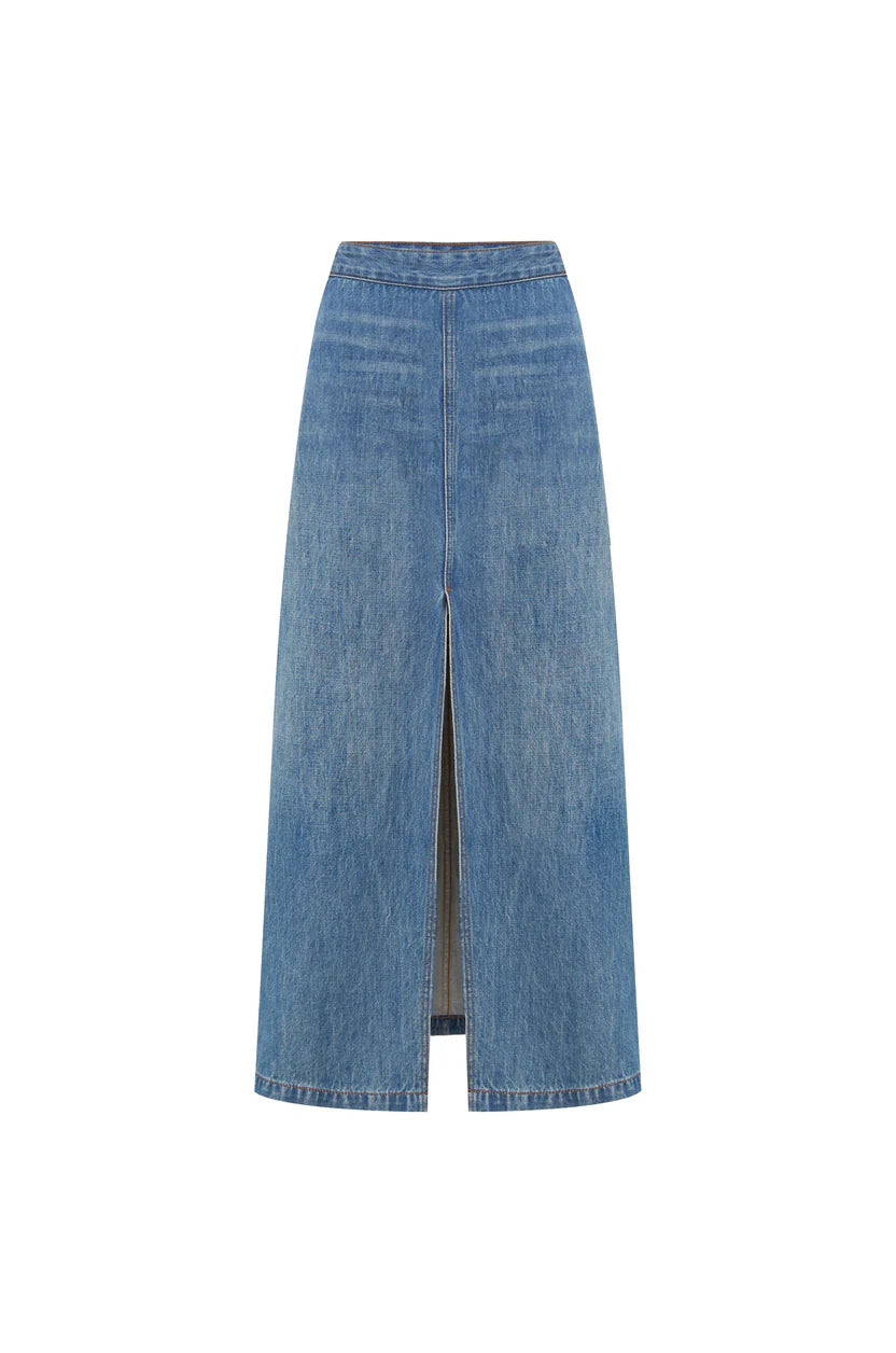 Valerie Hemp Midi Skirt Blue Denim