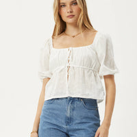 Marlow Tie Front Top White