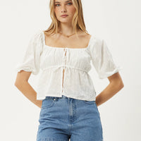 Marlow Tie Front Top White