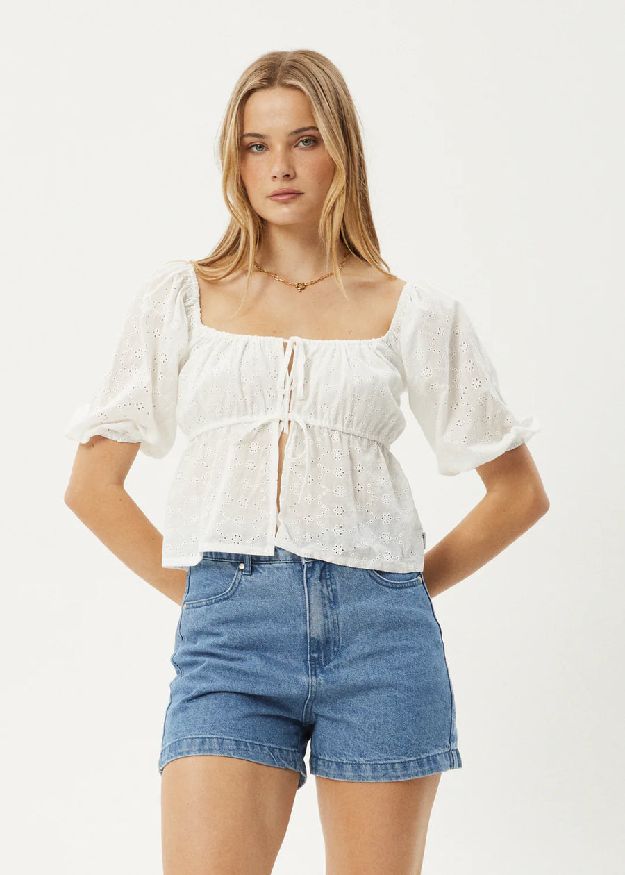 Marlow Tie Front Top White