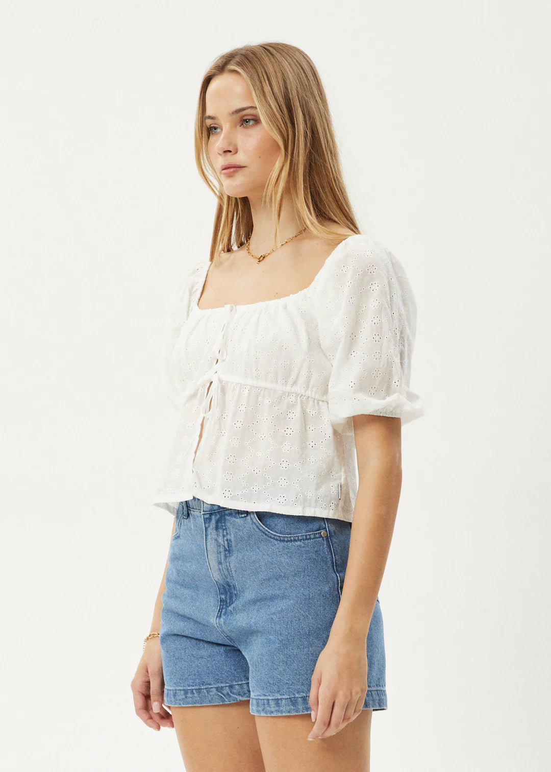 Marlow Tie Front Top White