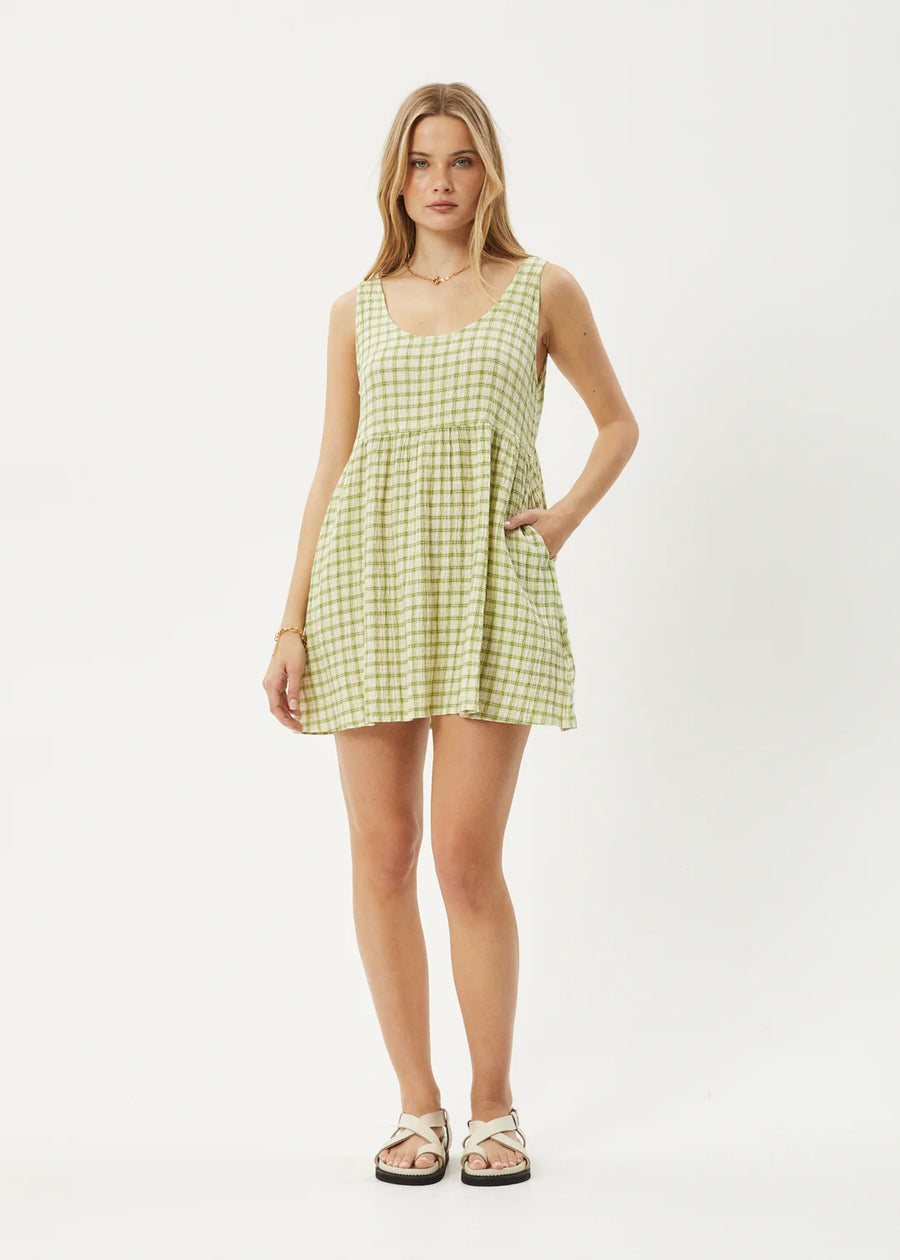 Darcy Jesse Seersucker Mini Dress Lemongrass Check