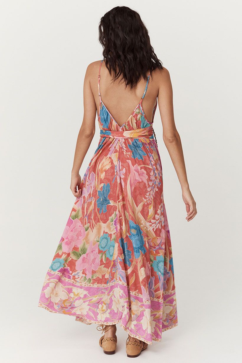 Painters Garden Strappy Maxi Dress Crimson