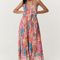 Painters Garden Strappy Maxi Dress Crimson